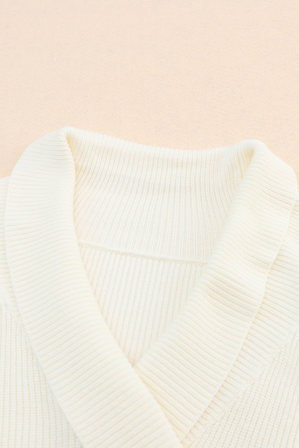 Ribbed Surplice Long Sleeve Sweater