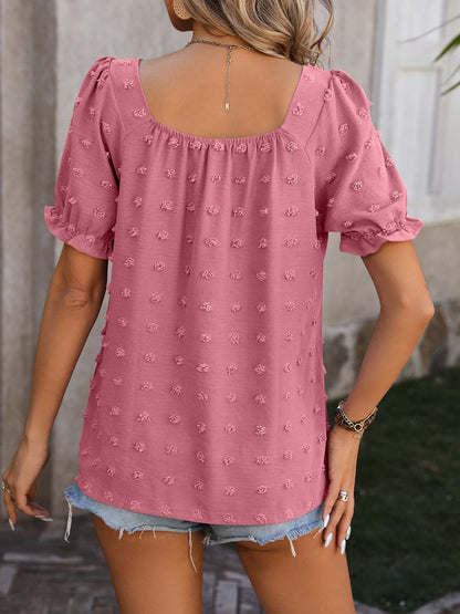 Mandy Swiss Dot Short Sleeve Blouse