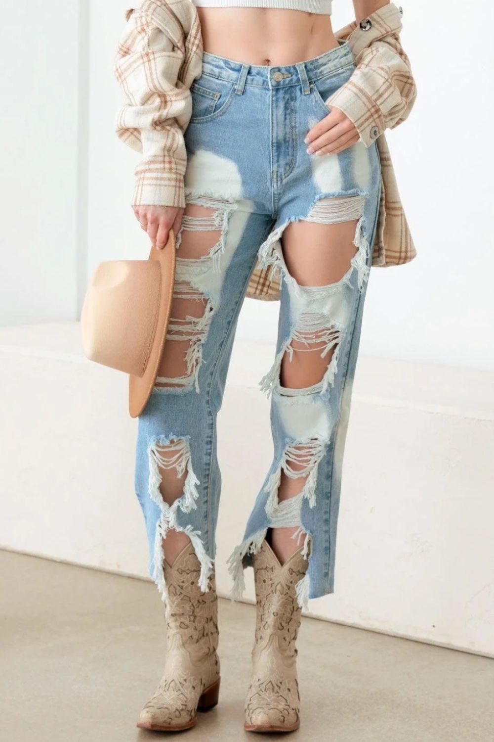 Litz La Frayed Cut Distressed Jeans