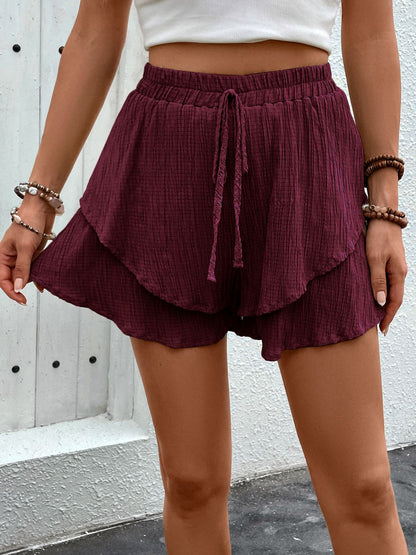 Tied Layered High Waist Shorts