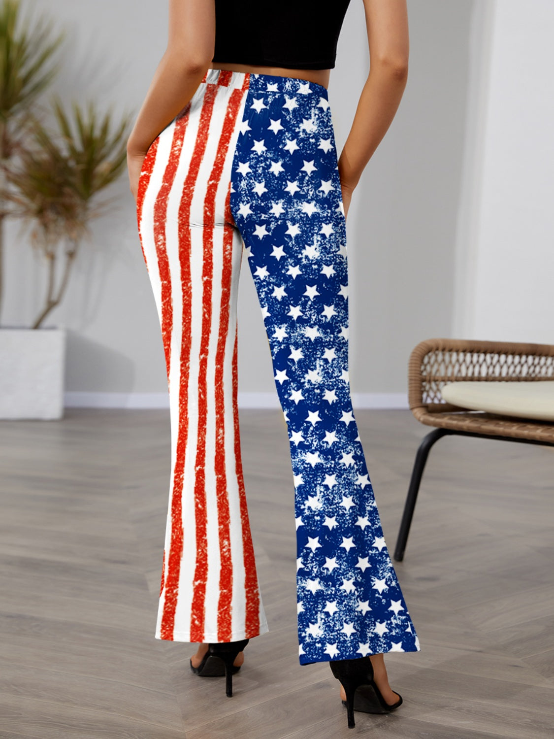 Star & Stripes High Waist Bootcut Pants