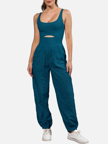 Cutout Scoop Neck Wide Strap Jumpsuit