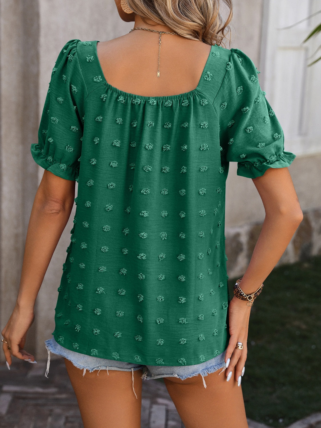 Mandy Swiss Dot Short Sleeve Blouse