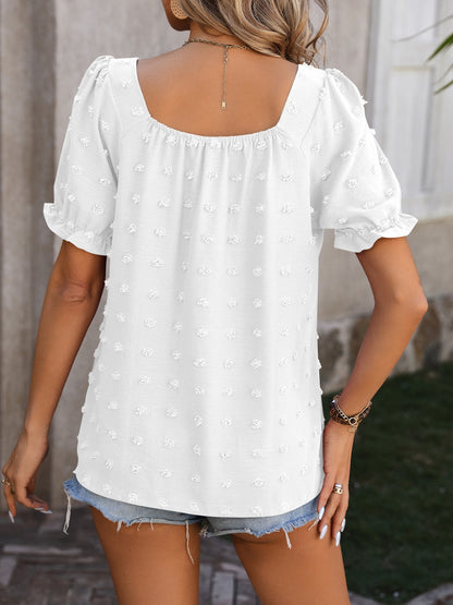 Mandy Swiss Dot Short Sleeve Blouse