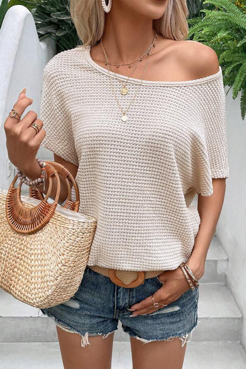 Backless Round Neck Short Sleeve T-Shirt