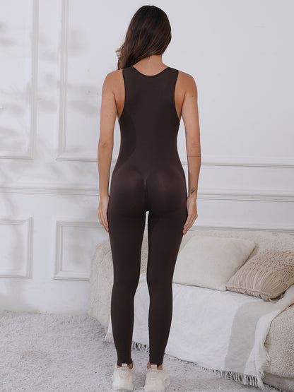 Half Zip Wide Strap Active Jumpsuit