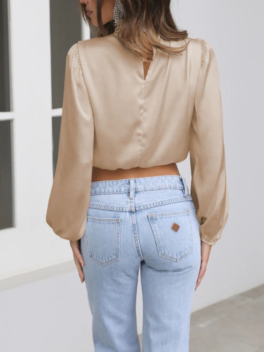 Turtleneck Balloon Sleeve Blouse