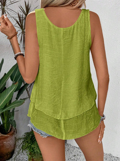 Layered Scoop Neck Wide Strap Tank