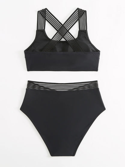 Crisscross Wide Strap Two-Piece Swim Set