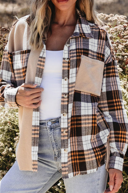 Plaid Button Up Long Sleeve Shacket