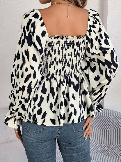 Square Neck Flounce Sleeve Blouse