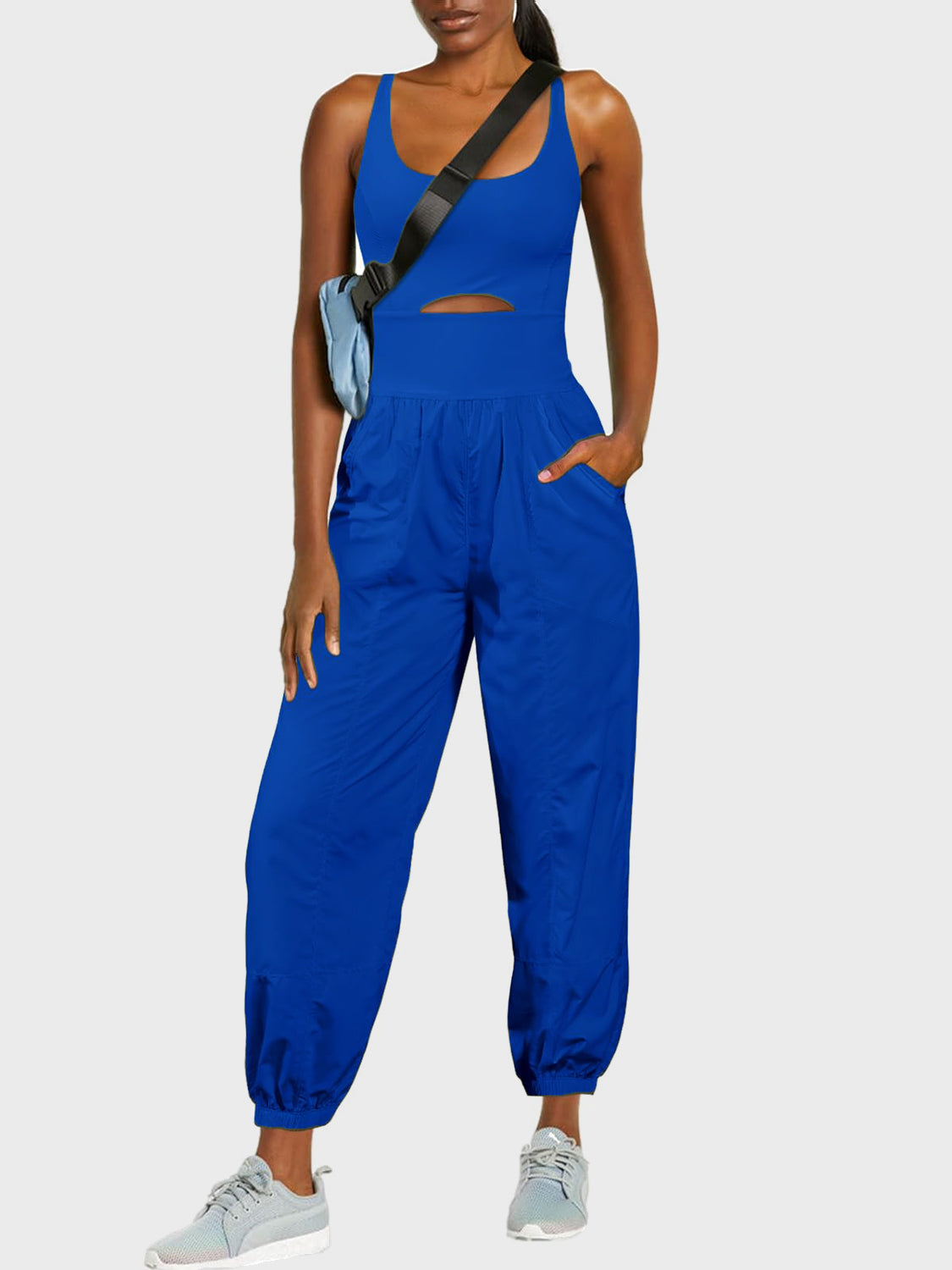 Cutout Scoop Neck Wide Strap Jumpsuit