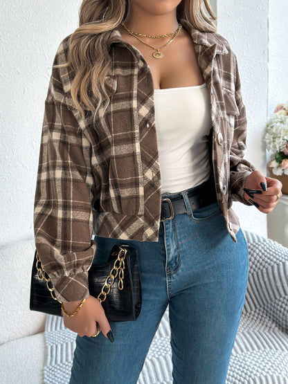 Plaid Button Up Long Sleeve Jacket