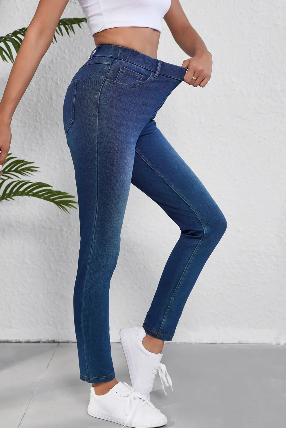 High Waist Skinny Jeans with Pockets