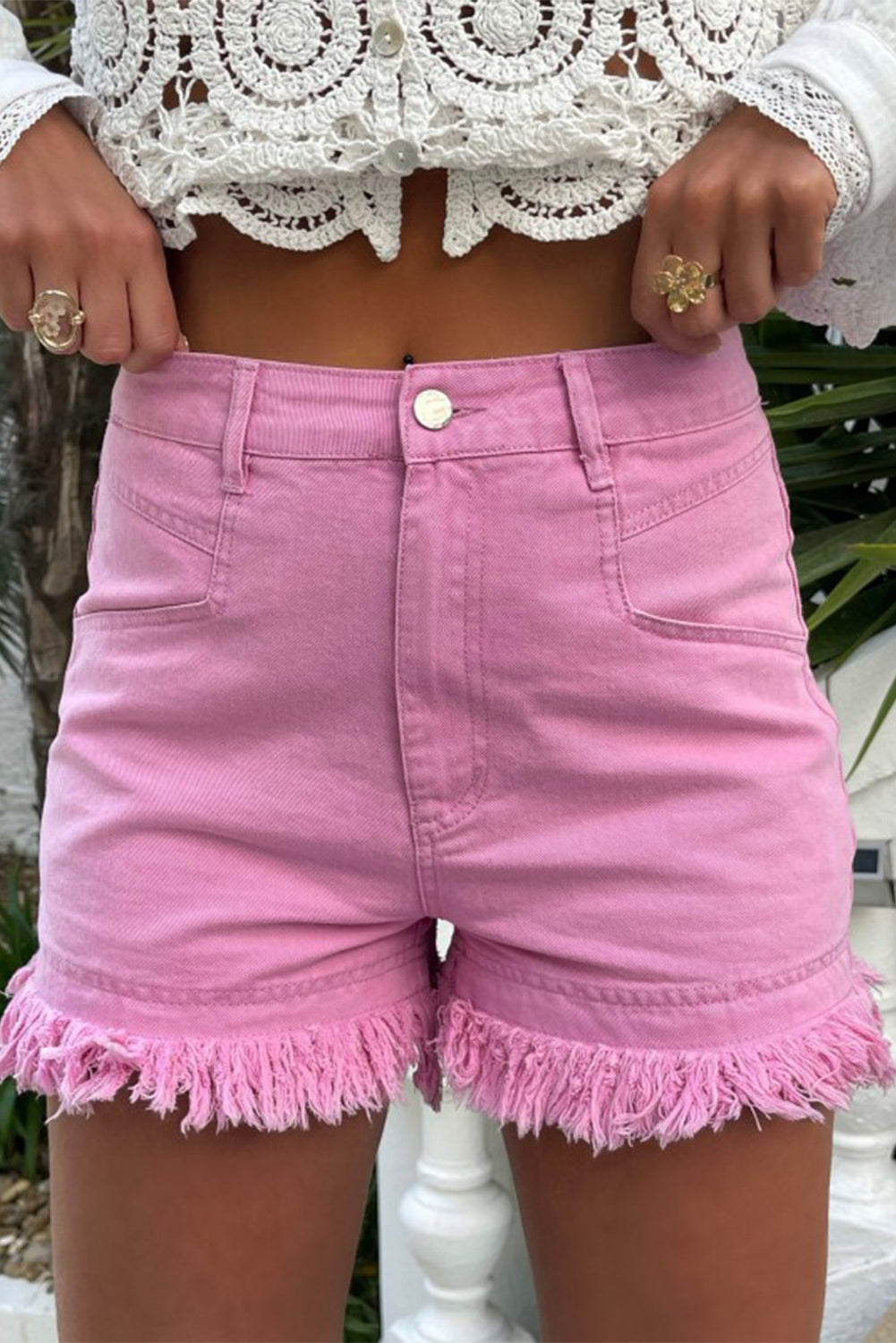 Raw Hem High Waist Denim Shorts