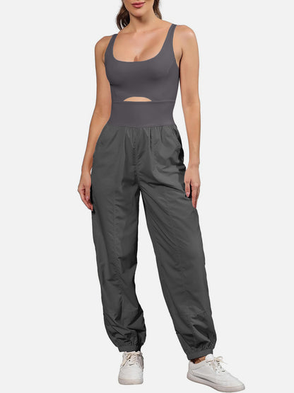 Cutout Scoop Neck Wide Strap Jumpsuit