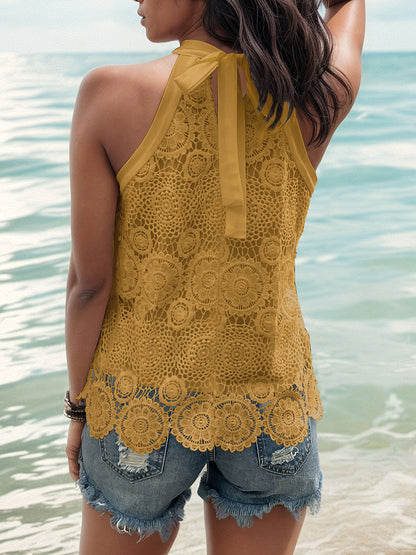 Lace Tied Mock Neck Tank