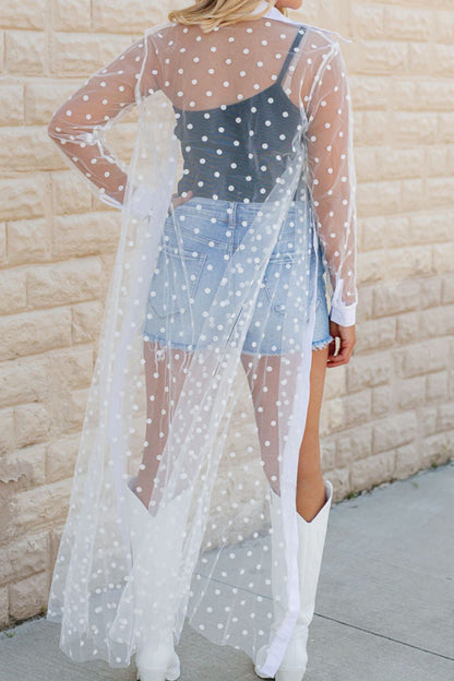 Polka Dot Long Sleeve Cover Up