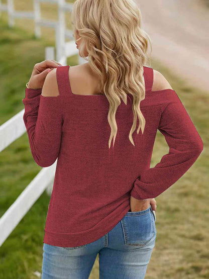 Full Size Cutout Cold Shoulder Blouse