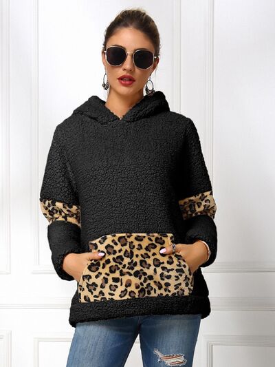 Sherpa Leopard Long Sleeve Hoodie