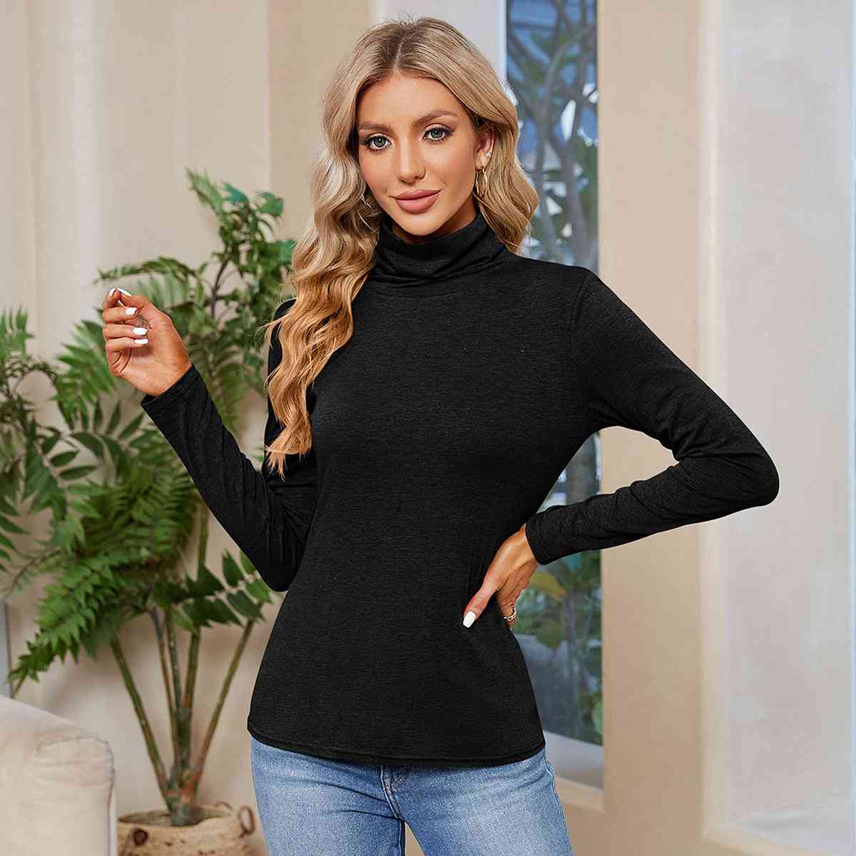 Turtleneck Long Sleeve T-Shirt