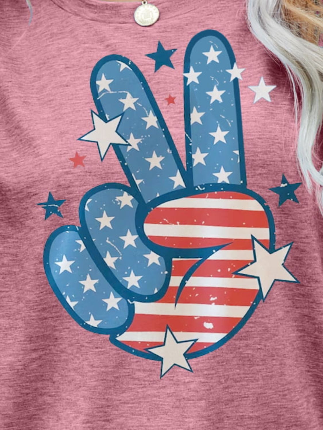 US Flag Peace Sign Hand Graphic Tee