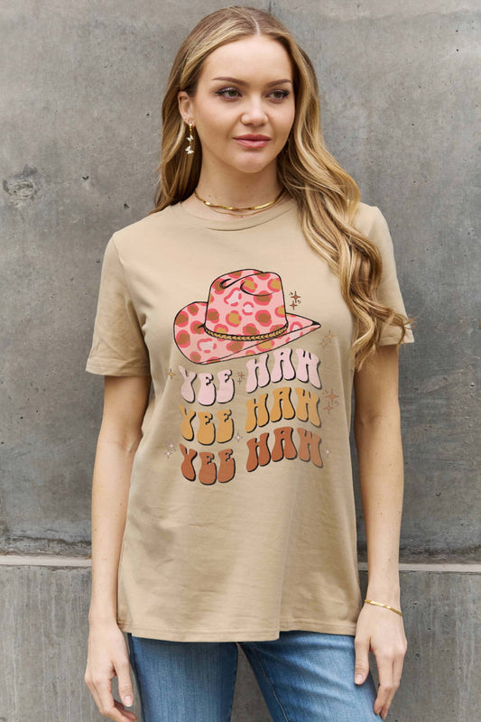 Simply Love Full Size YEE HAH YEE HAH YEE HAH Graphic Cotton Tee