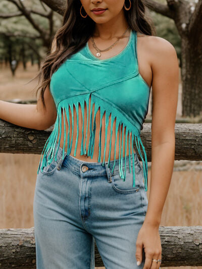 Fringe Halter Neck Tank