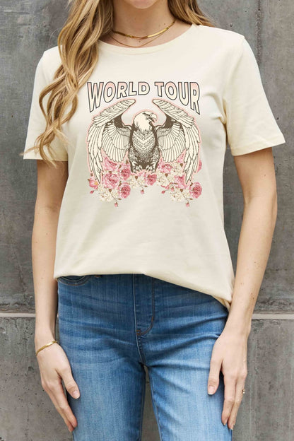 Simply Love Full Size WORLD TOUR Eagle Graphic Cotton Tee