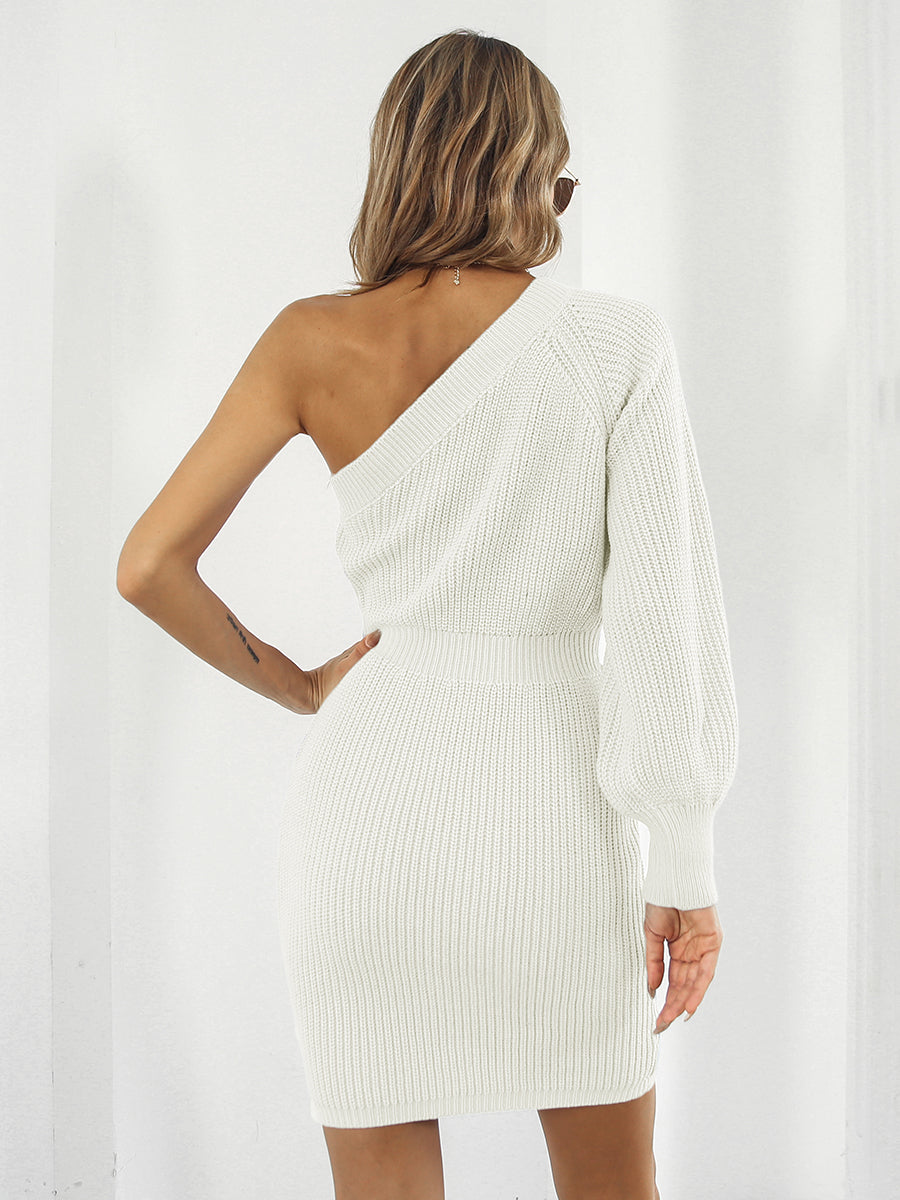 One-Shoulder Mini Sweater Dress