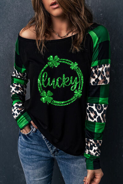 LUCKY Plaid Round Neck T-Shirt