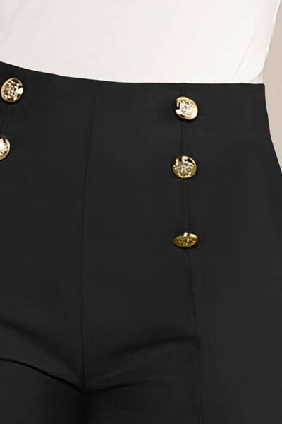 Decorative Button High Waist Shorts