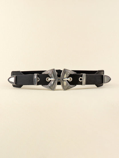 Double Buckle PU Leather Belt