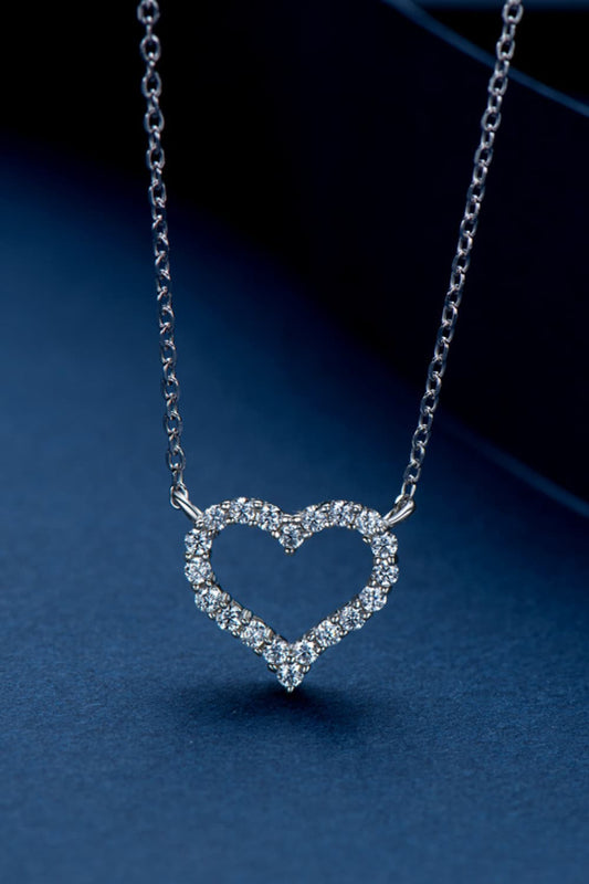 Moissanite Platinum-Plated Heart Necklace