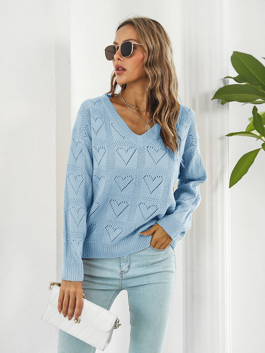 Openwork V-Neck Sweater