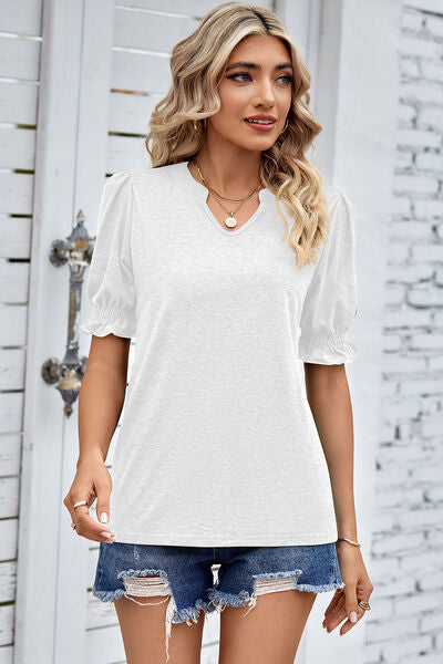 Heathered Notched Short Sleeve T-Shirt