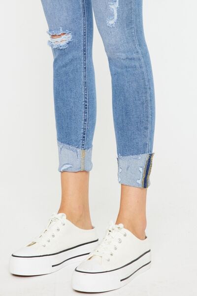 Kancan Distressed Cat's Whiskers Button Fly Jeans