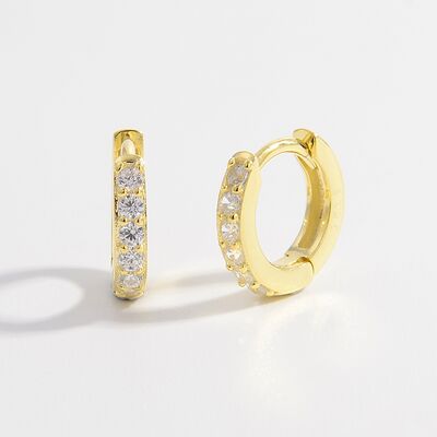 925 Sterling Silver Inlaid Zircon Huggie Earrings