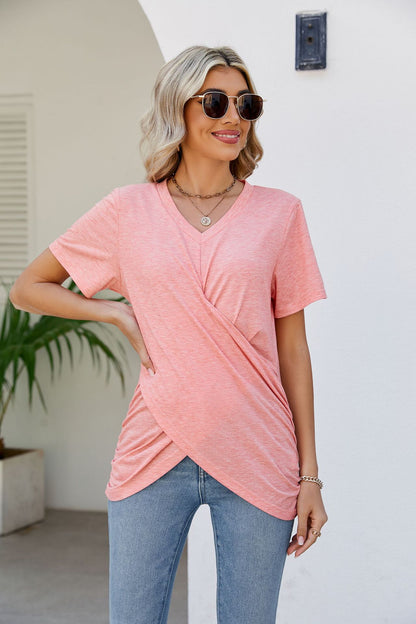 V-Neck Crisscross Short Sleeve Tee