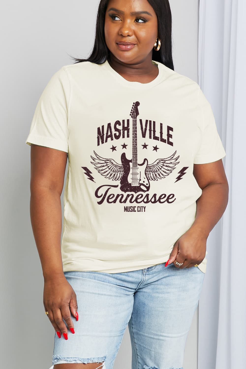 Simply Love Full Size NASHVILLE TENNESSEE MUSIC CITY Graphic Cotton Tee