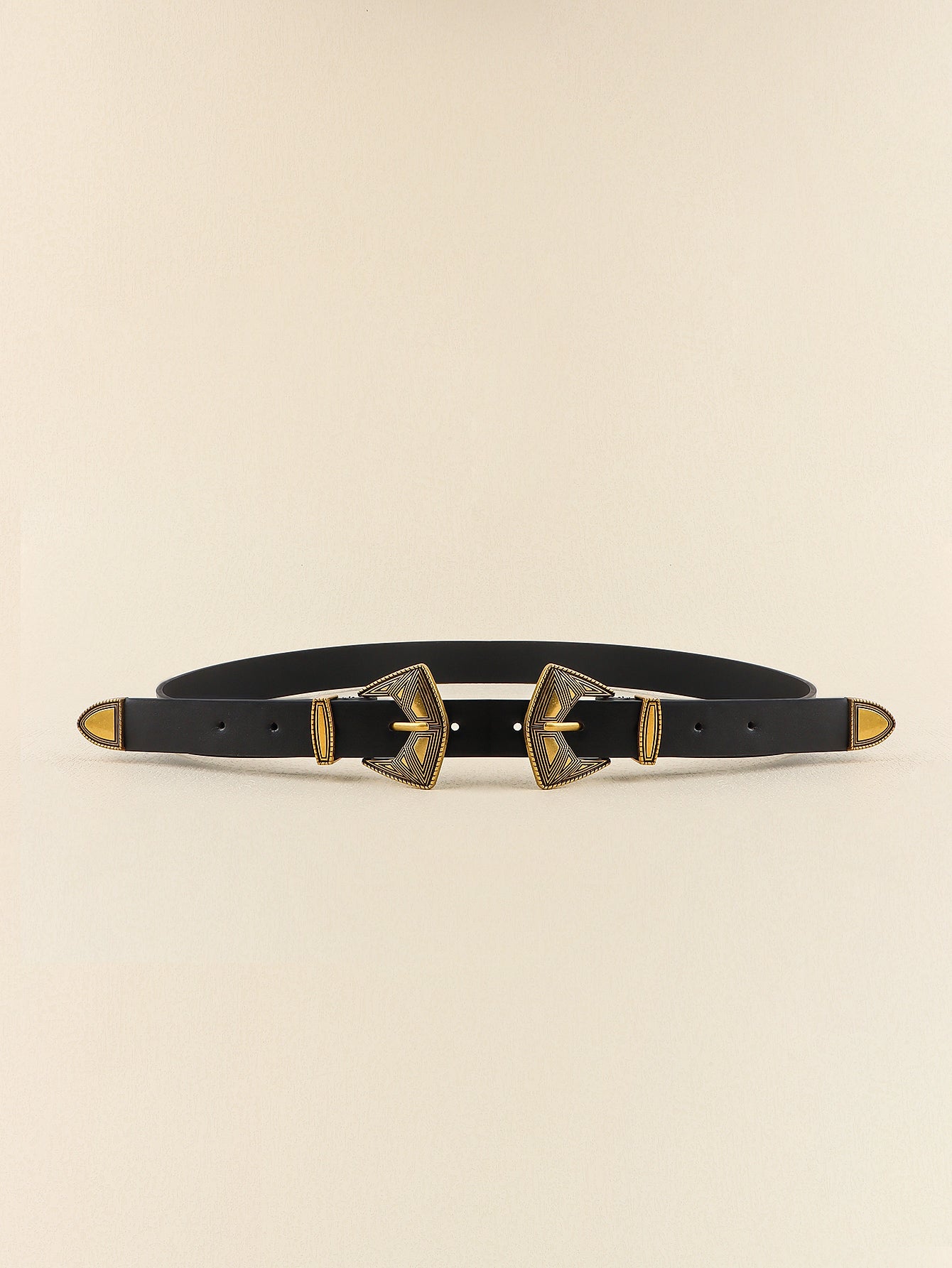 Double Buckle PU Leather Belt